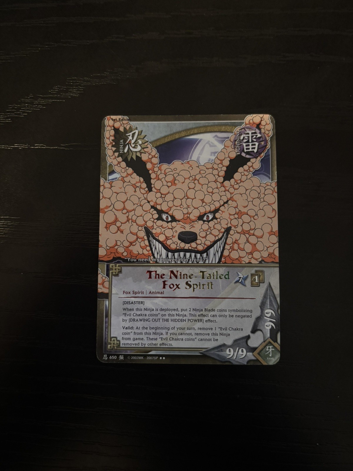 Naruto CCG Super Rare the Nine-Tailed Fox Spirit Rainbow Name Foil 650