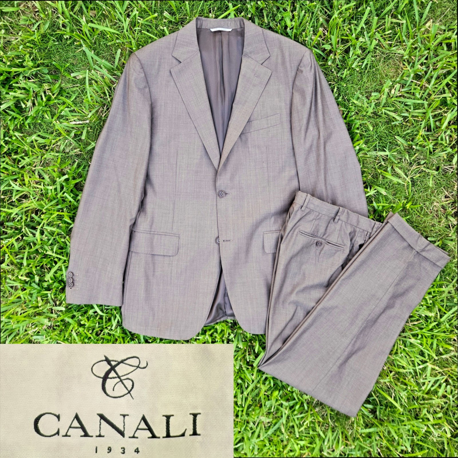 Canali 1934 Brown Travel Two Piece Suit Jacket Pants 2PC 52R IT 42R US W34 Italy