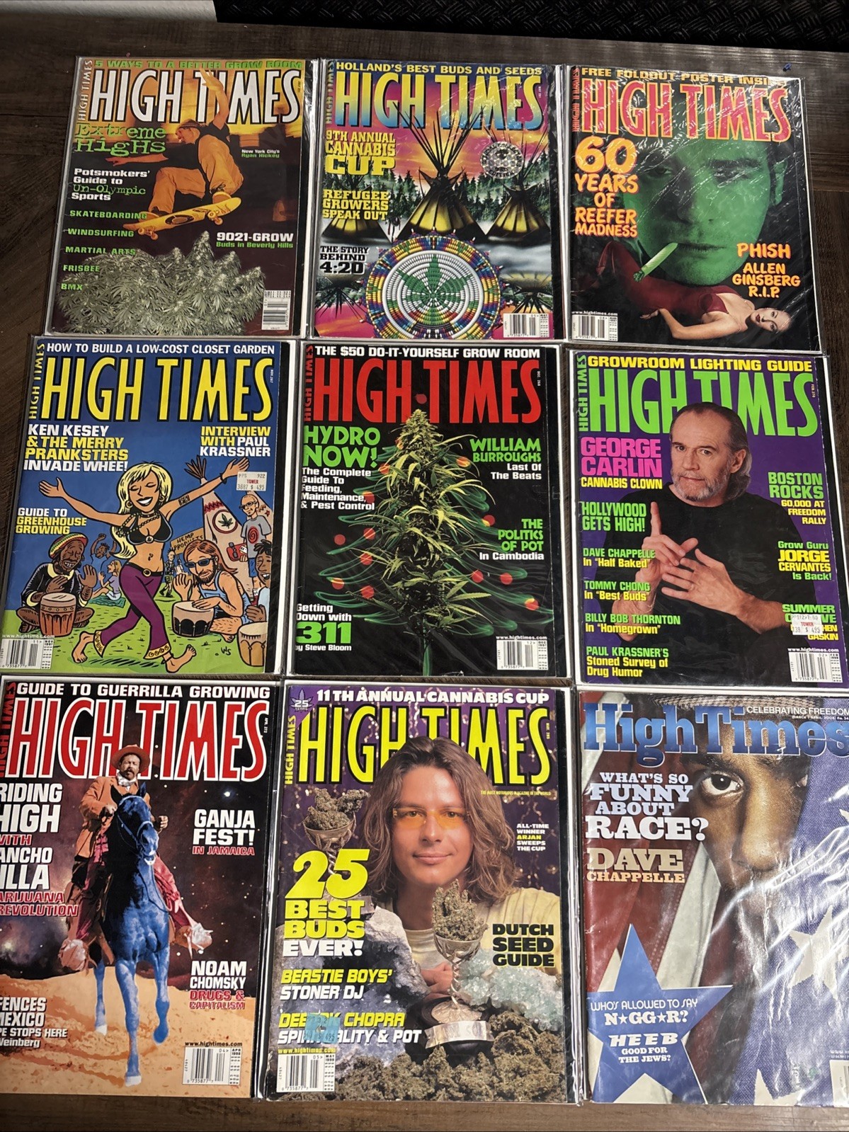 Vintage Lot Of 9 High Times Magazine Issues - 1996, 1997, 1998, 1999, 2004