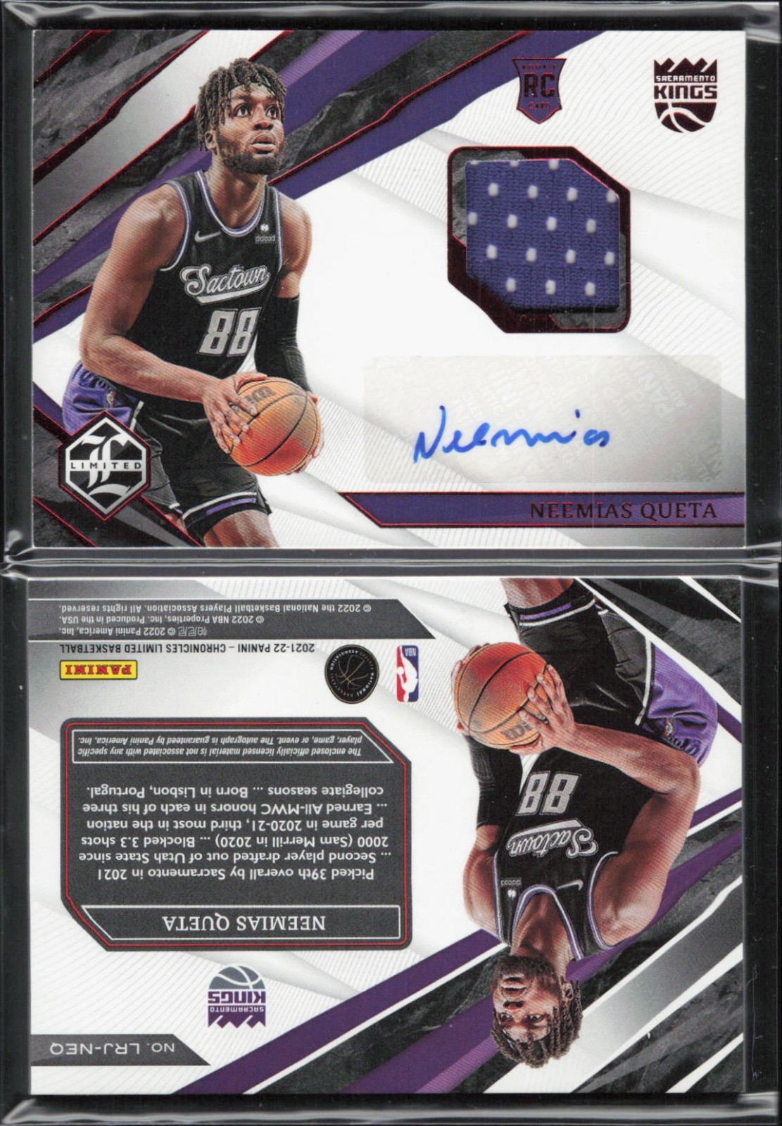 2021-22 Chronicles Limited Red RC Jersey Auto #LRJ-NEQ Neemias Queta Kings