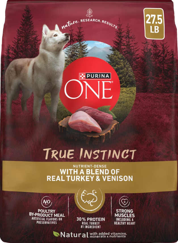 New w/ Purina ONE True Instinct Turkey Venison Dry Dog Food 27.5 Lb High Protein