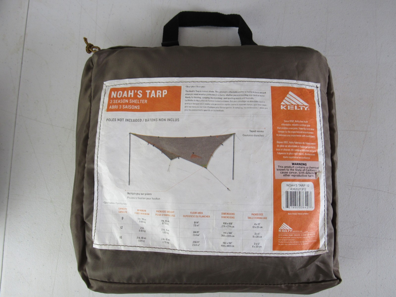Kelty Noahs Tarp 12 Sun Shelter Awning Portable Canopy 12' Ropes & Spikes GRV2