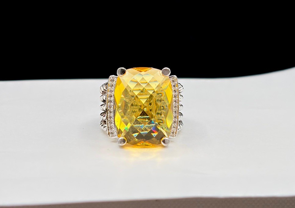 David’Yurman 925 Sterling Silver Lemon Citrine Wheaton 20x16mm Ring Size 8 David’Yurman 925 Sterling Silver Lemon Citrine Wheaton 20x16mm Ring Size 8