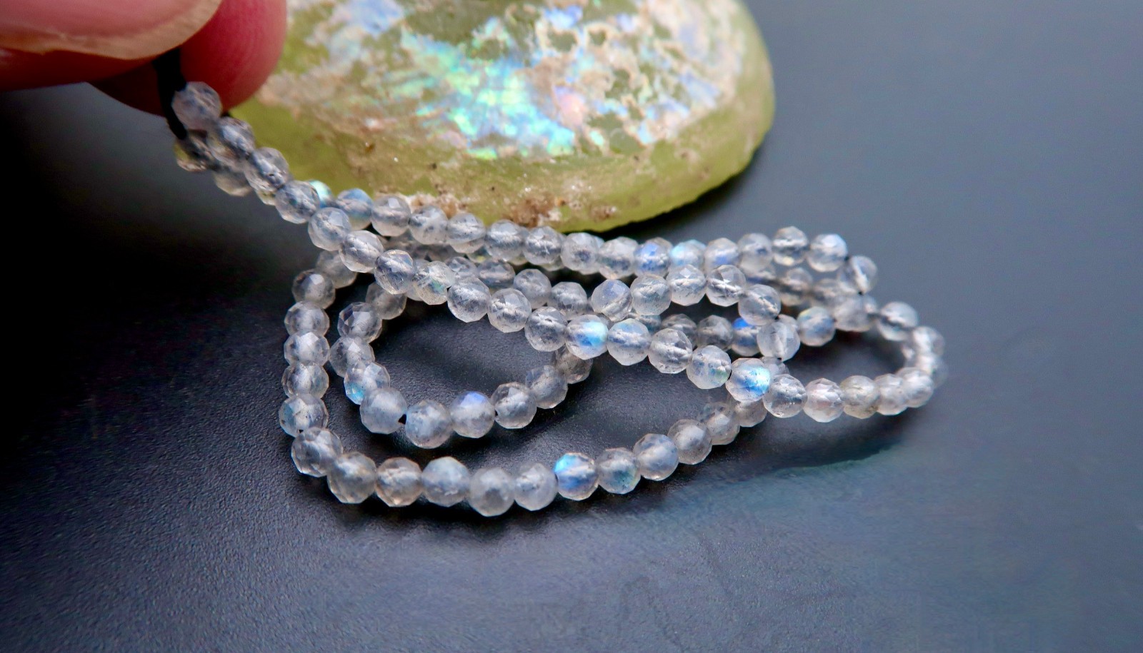 GORGEOUS FLASHING BLUE AAAAA+ LABRADORITE FACETED BEAD FULL STRAND - 12.50\