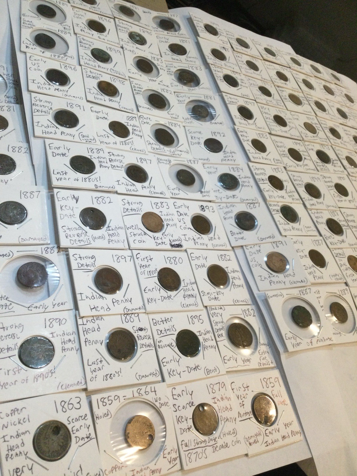Huge 1800s Indian Head Pennies Collection Lot - Many Strong Details - Key Dates