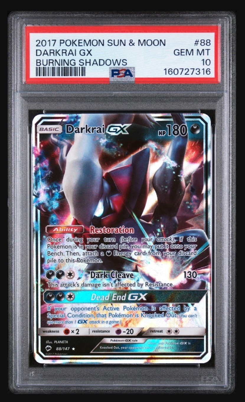Darkrai GX 2017 Pokemon Sun & Moon Burning Shadows 88/147 PSA 10