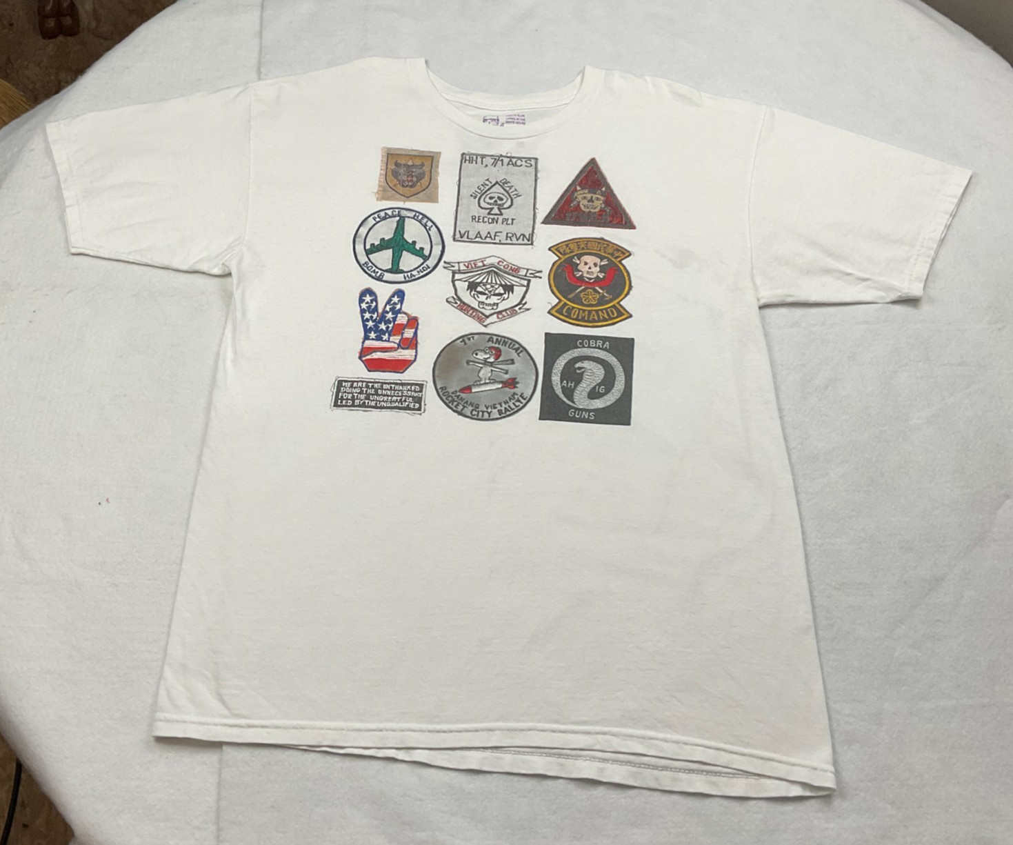 RARE Vintage Used 2008 FUCT Patches Men\'s T-Shirt White LARGE Brunetti