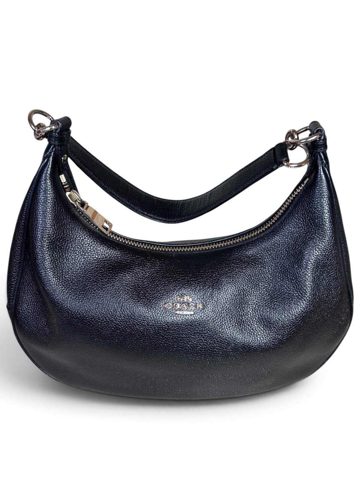 COACH Harley East/West Hobo Bag Genuine Leather Purse Black Gold No.L1657-F38250