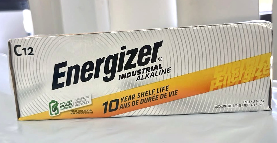 Energizer EN93 Industrial Alkaline Batteries, C12 Batteries/Box, EXP. 12/2035