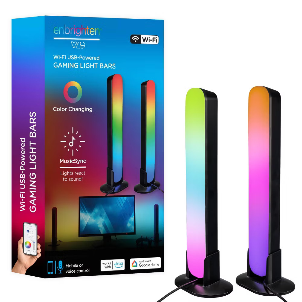 Enbrighten Vibe Wi-Fi Spectrum RGBIC Gaming Light Bar with Music Sync and