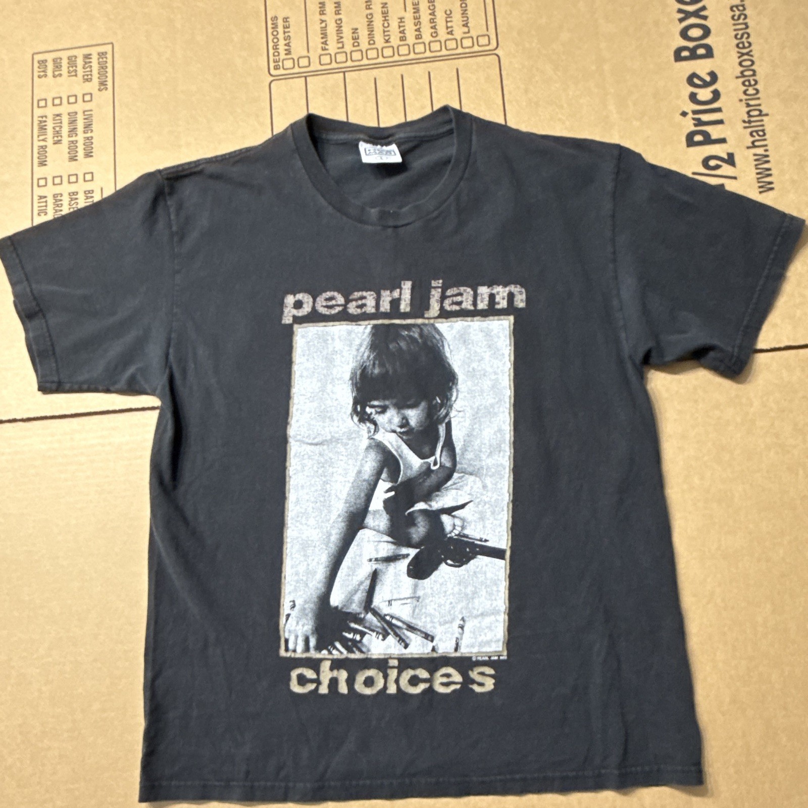 Pearl Jam Choices 1992 T-Shirt Black Mens Sz L 9 Out Of 10 Kids Pearl Jam Choices 1992 T-Shirt Black Mens Sz L 9 Out Of 10 Kids