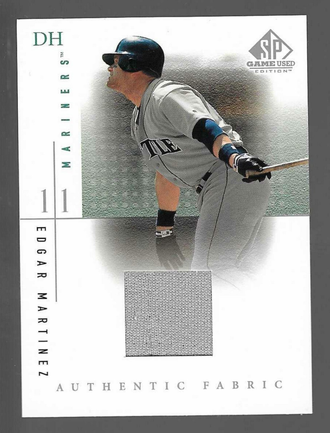 Edgar Martinez HOF 2001 SP Game Used Edition Authentic Fabric Game Jersey Gray