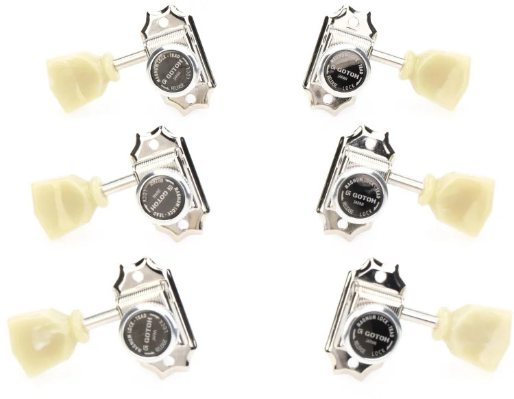 Gotoh SD90-SL MG-T Locking Tuners - 3+3 Nickel with Keystone Buttons