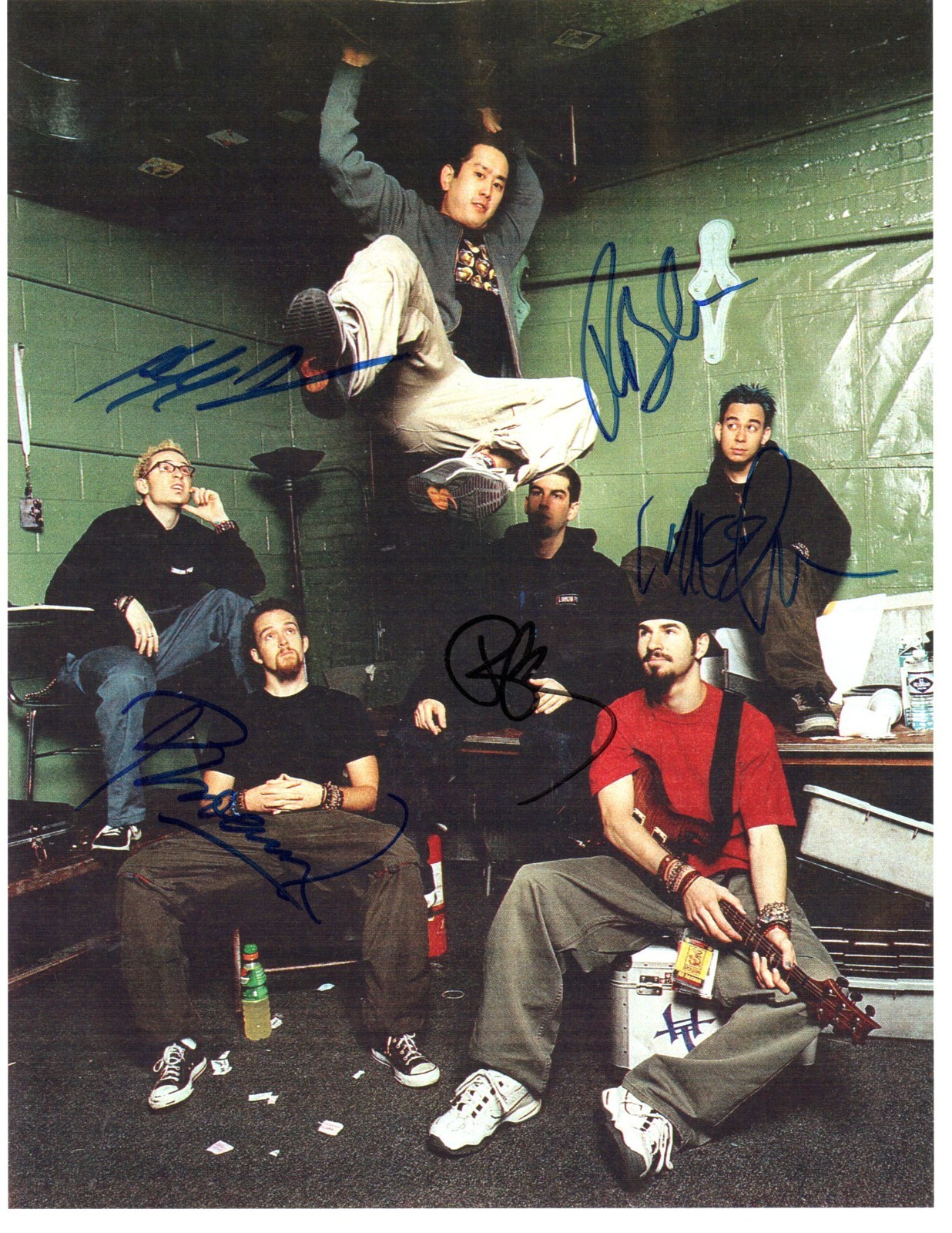 Linkin Park band REAL hand SIGNED Photo JSA LOA Autograph Chester Bennington +4