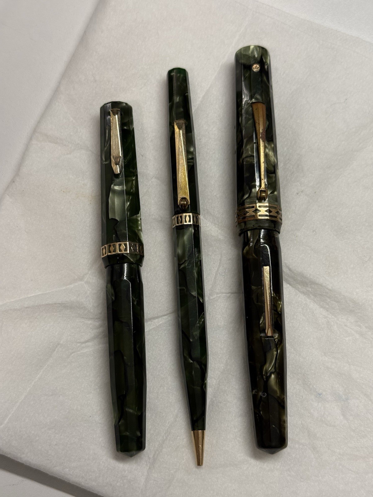 Wahl Eversharp Doric Oversized Kashmir Green Celluloid Huge Vintage Fountain Pen