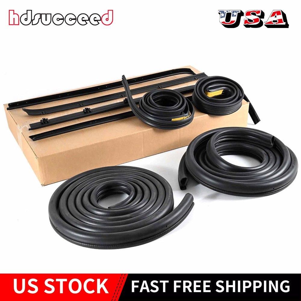 GMC Truck Front Door Window Run Sweep Felts Weatherstrip Seals Kit Set for Chevy