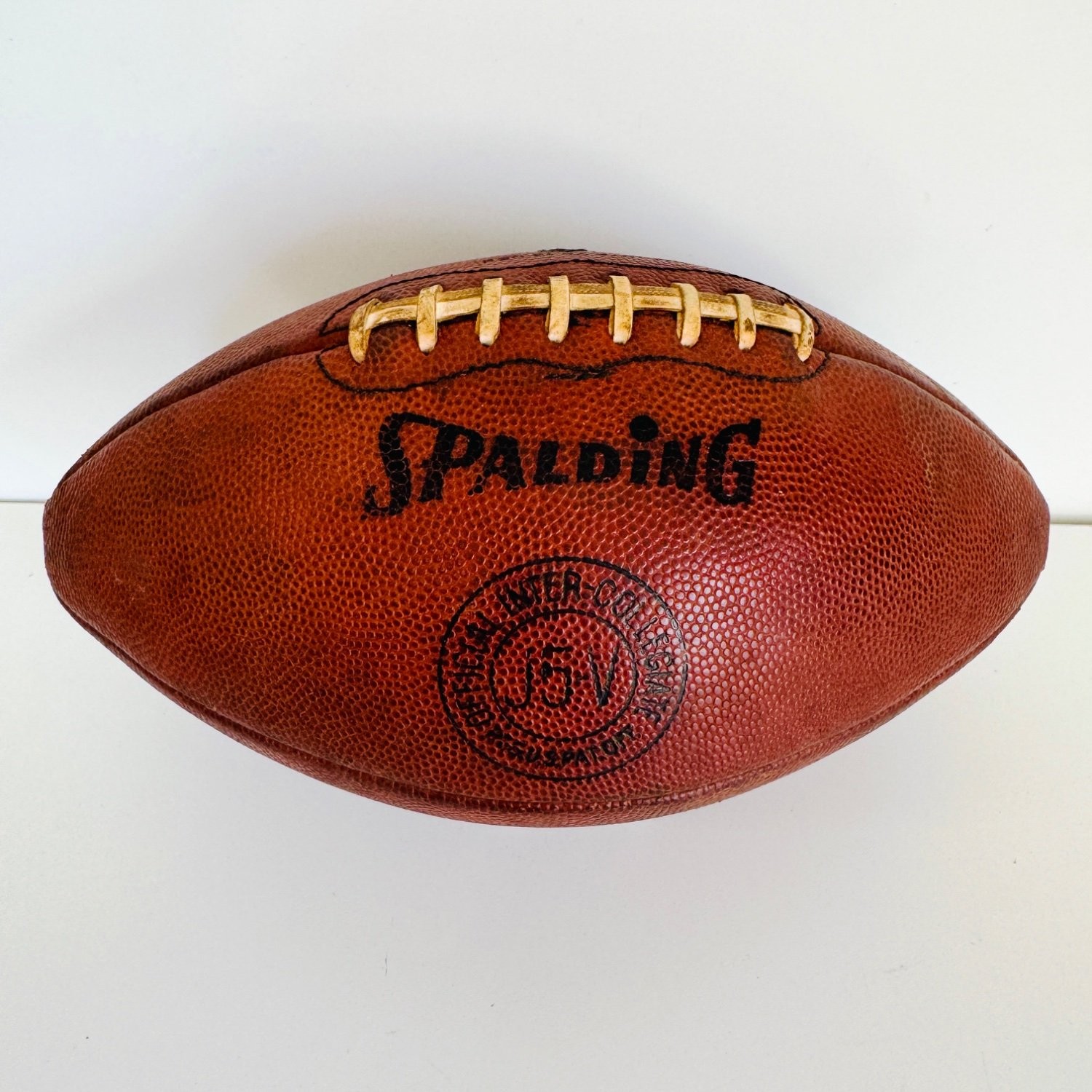 Vintage SPALDING J5-V Official Inter-Collegiate Football Laces Brown Holds Air