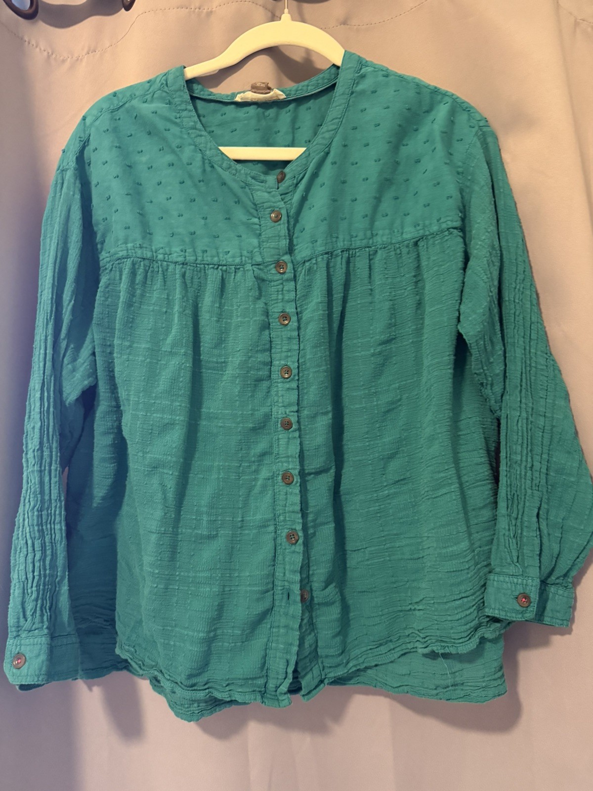 Pilcro by Anthropologie Women’s Solid Blue Button-Front Long Sleeve Blouse M Pilcro by Anthropologie Women’s Solid Blue Button-Front Long Sleeve Blouse M