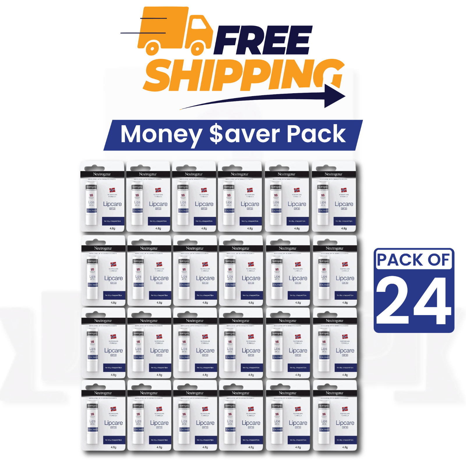 24 x NEUTROGENA Lip Balm Norwegian Formula For Dry, Chapped Lips SPF20 4.8g 24 x NEUTROGENA Lip Balm Norwegian Formula For Dry, Chapped Lips SPF20 4.8g