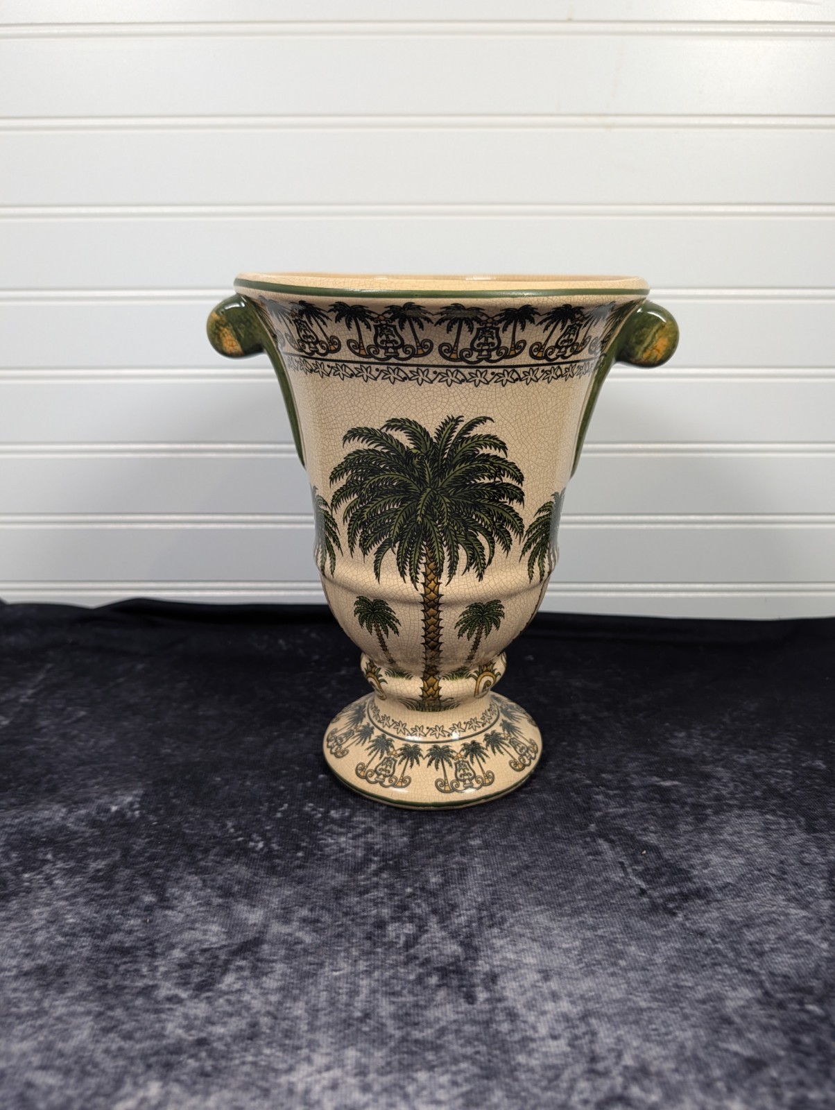 Vintage Palm Beach Chic Ceramic Palm Tree Vase