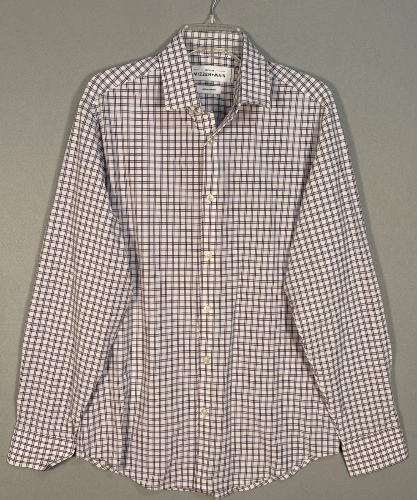NWOT Mizzen Main Leeward Performance Shirt Mens M  Plaid Button Up Trim Fit