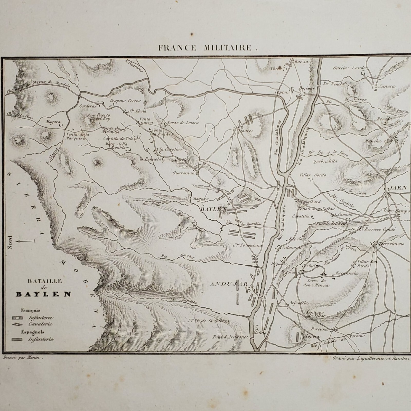 1838 France Militaire Battle of Baylen Bailen Map Spain Napoleonic Engraving