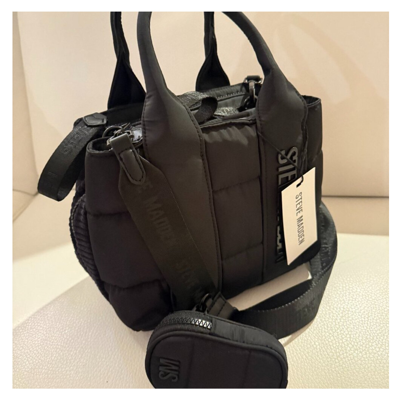NWT STEVE MADDEN BBANDO SATCHEL CROSSBODY BAG W AIRPOD CASE BLACK