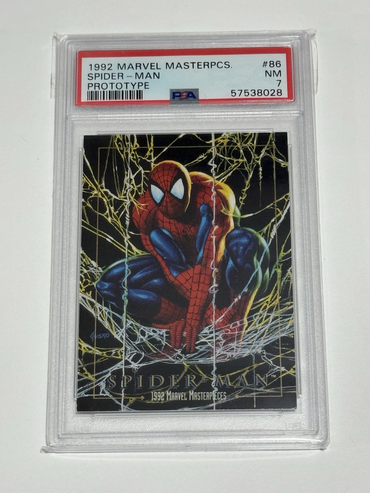 1992 Marvel Masterpieces Spider-Man #86 PROTOTYPE GRADED PSA 7