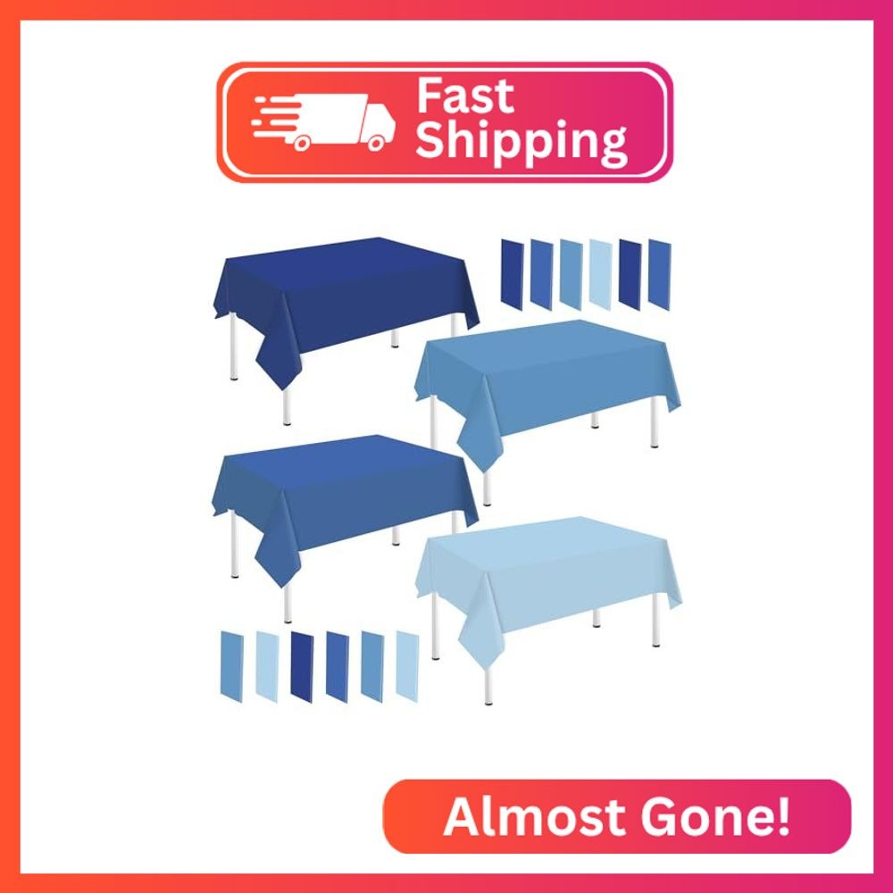 Whaline 12Pcs Dusty Blue Plastic Tablecloth Rectangle Table Cover 4 Blue Colors Whaline 12Pcs Dusty Blue Plastic Tablecloth Rectangle Table Cover 4 Blue Colors