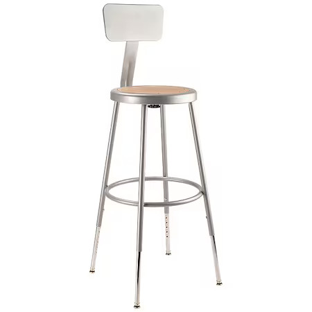 National Public Seating 6224Hb Round Stool With Backrest, Height 25\