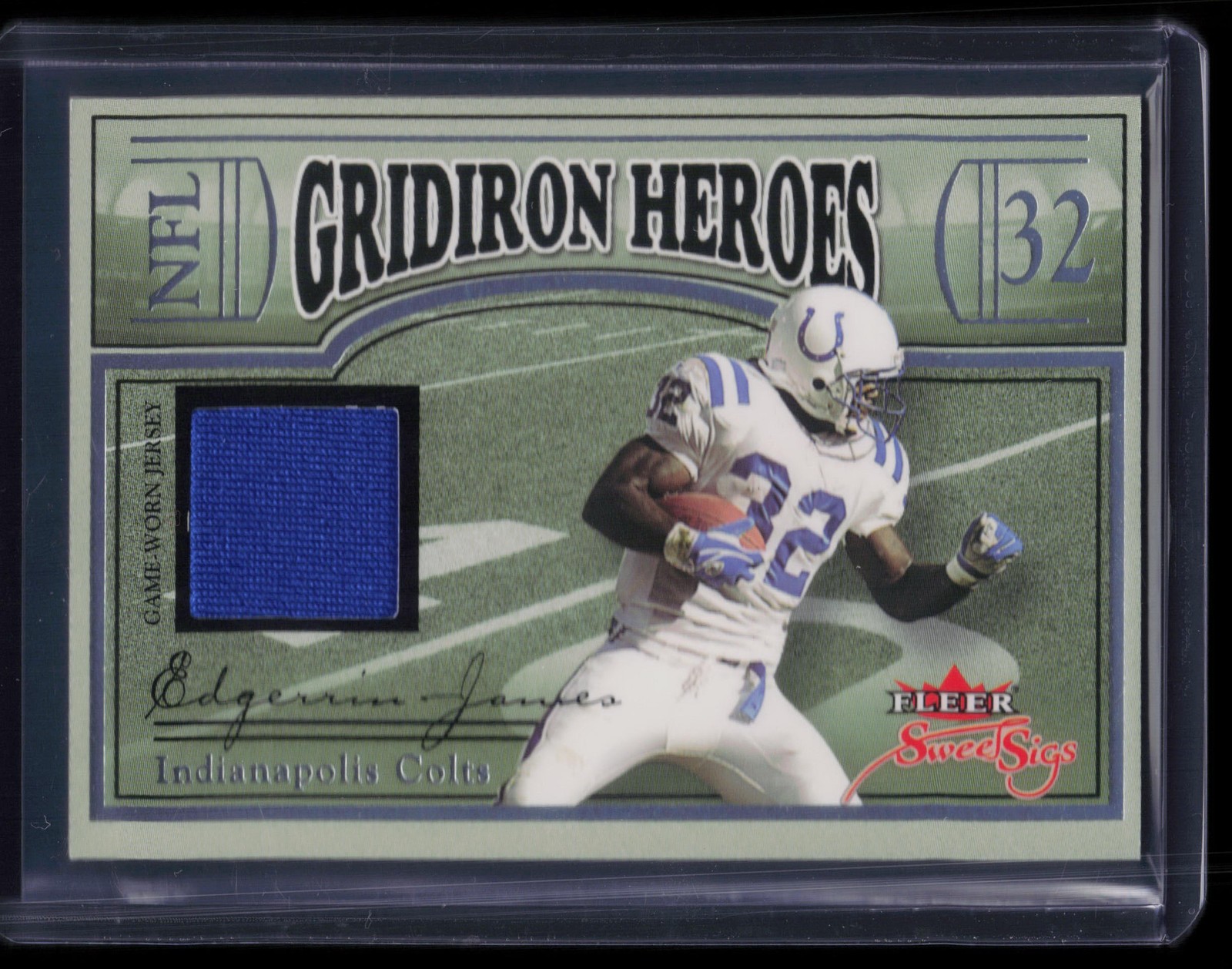2004 Fleer Sweet Sigs #GH-EJ Edgerrin James Gridiron Heroes Jersey Silver #/216