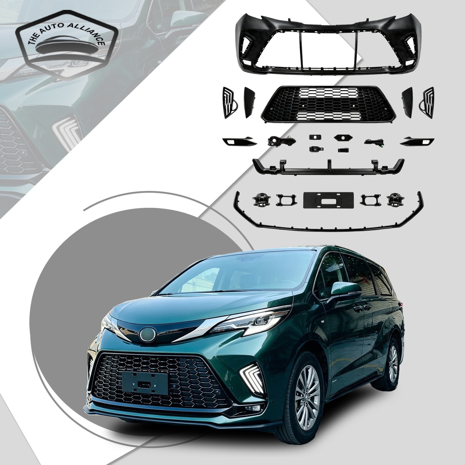 For 2021-2026 Toyota Sienna Upgrade XSE Style Front Bumper Complete Kit&Foglight