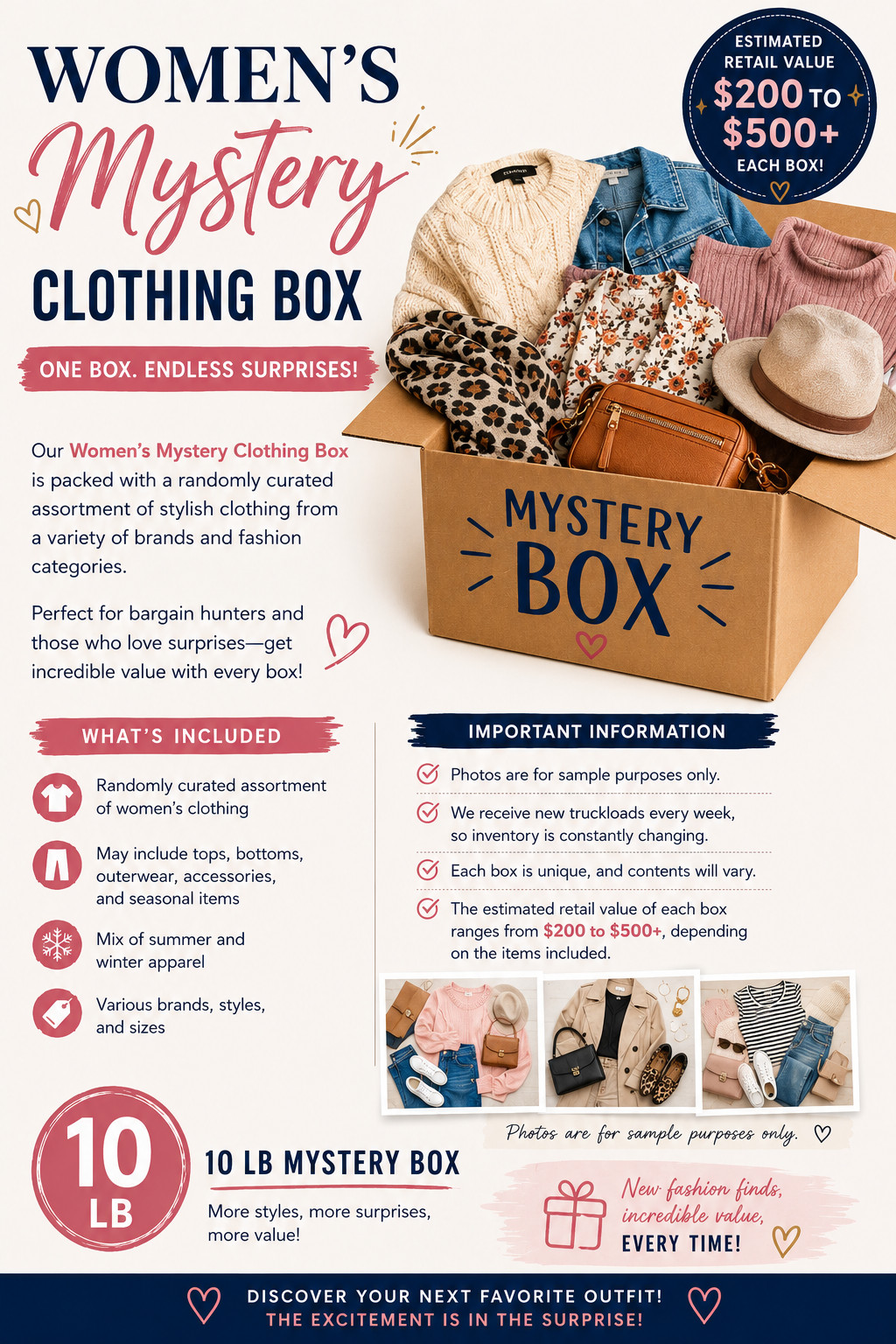 Women\'s Mystery Clothing Boxes Bulks 10lb Women\'s Mystery Clothing Boxes Bulks 10lb
