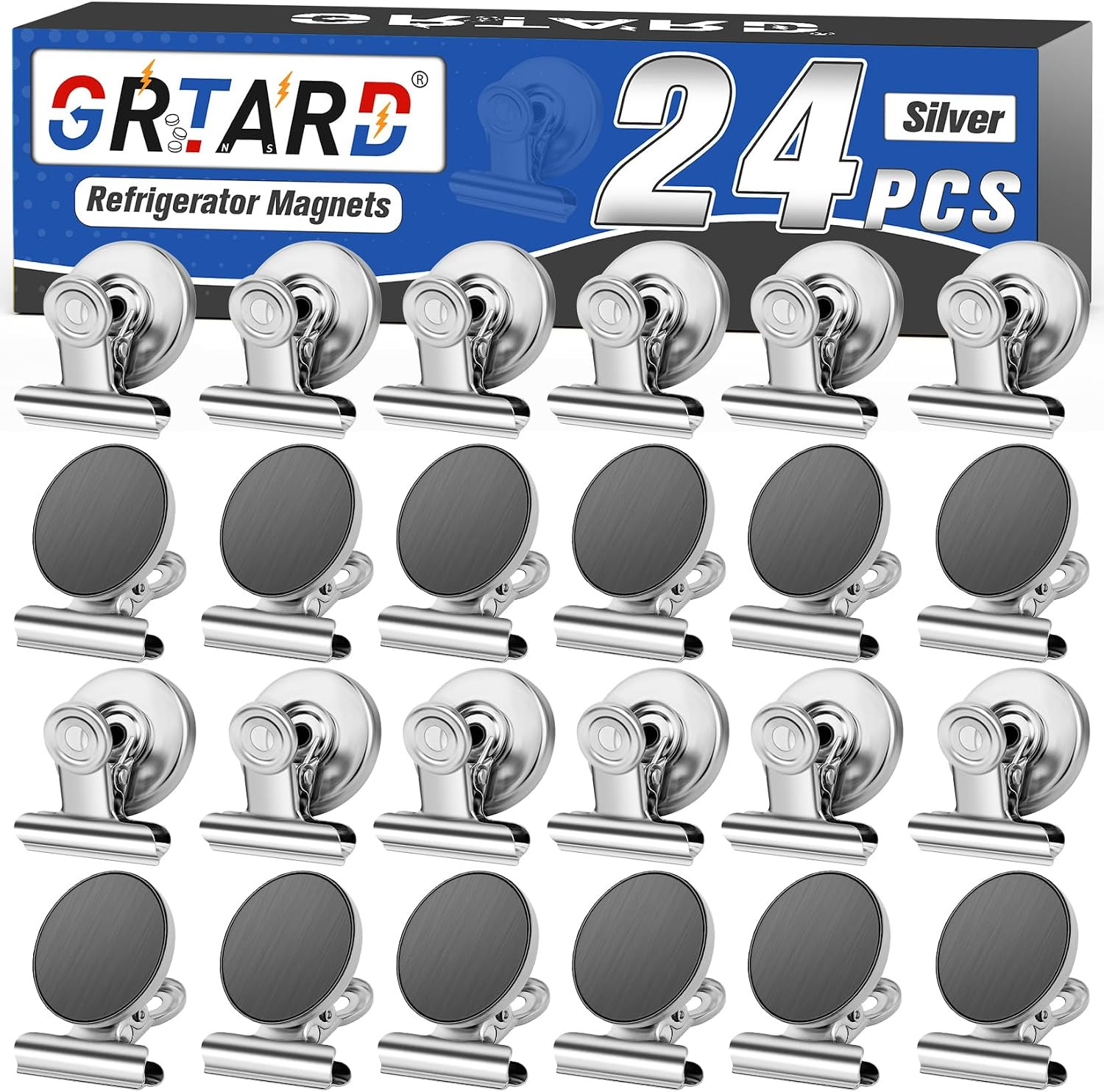 24 Pack Magnetic Clips Heavy Duty, Strong Magnet Clips for Fridge