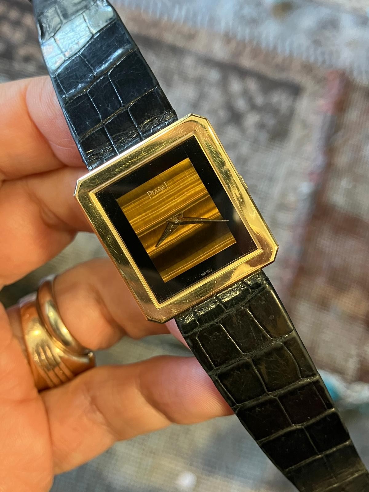 Piaget vintage 18k tiger eye and onyx dial Piaget vintage 18k tiger eye and onyx dial