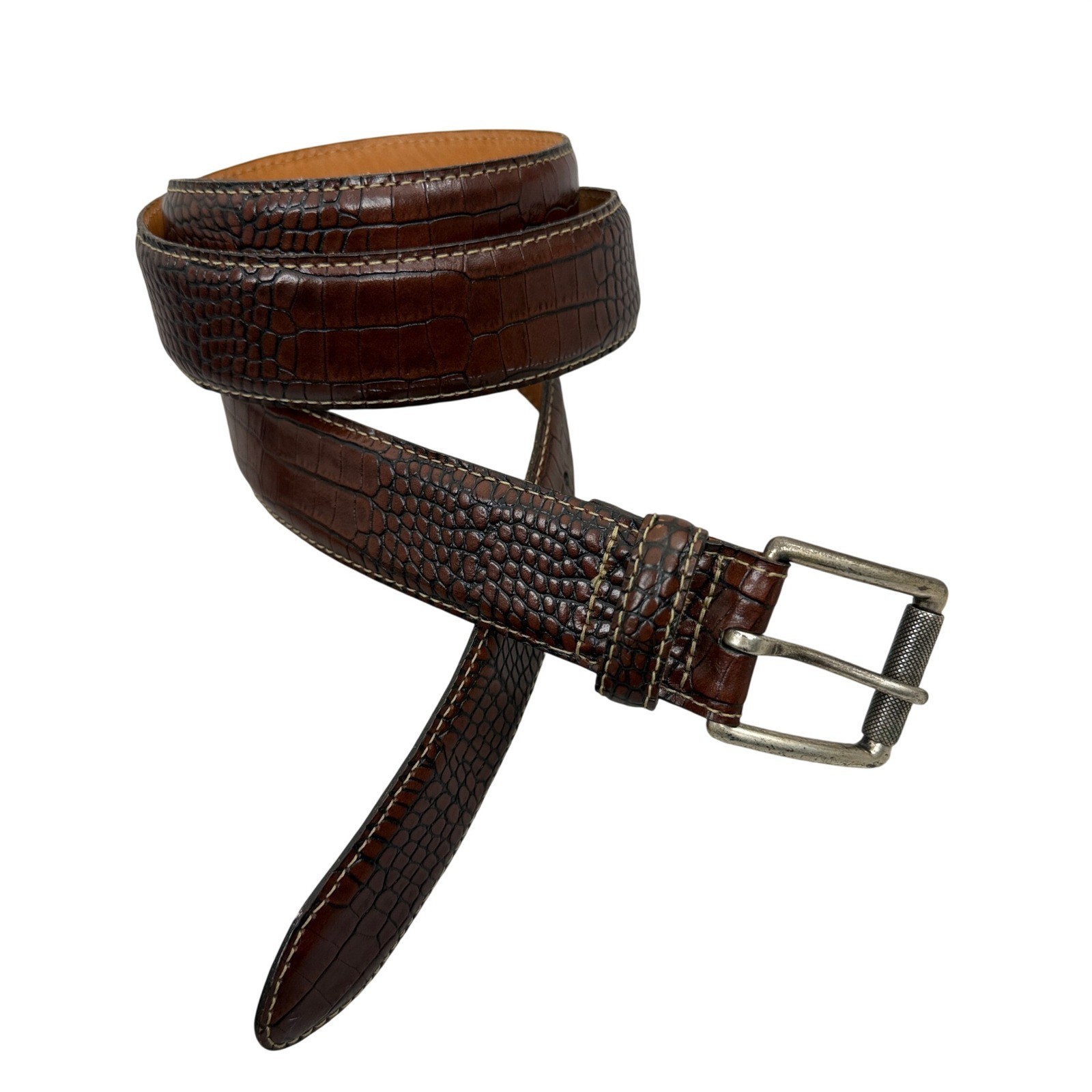 Martin Dingman Belt Mens 42 Brown Alligator Grain Calf Leather Hand Made USA Martin Dingman Belt Mens 42 Brown Alligator Grain Calf Leather Hand Made USA