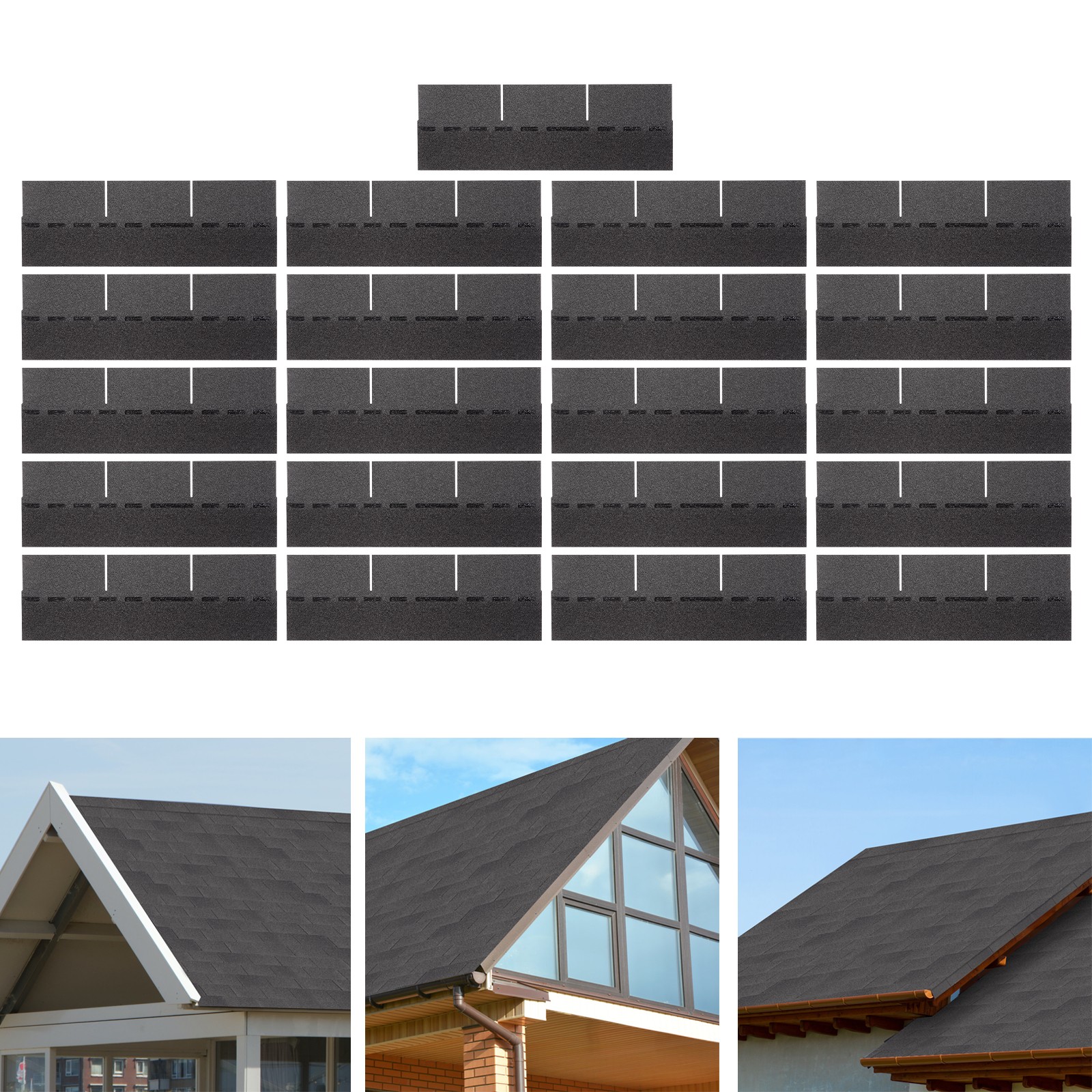 21pcs Asphalt Roofing Shingles - Durable, Modern Design for Easy Installation