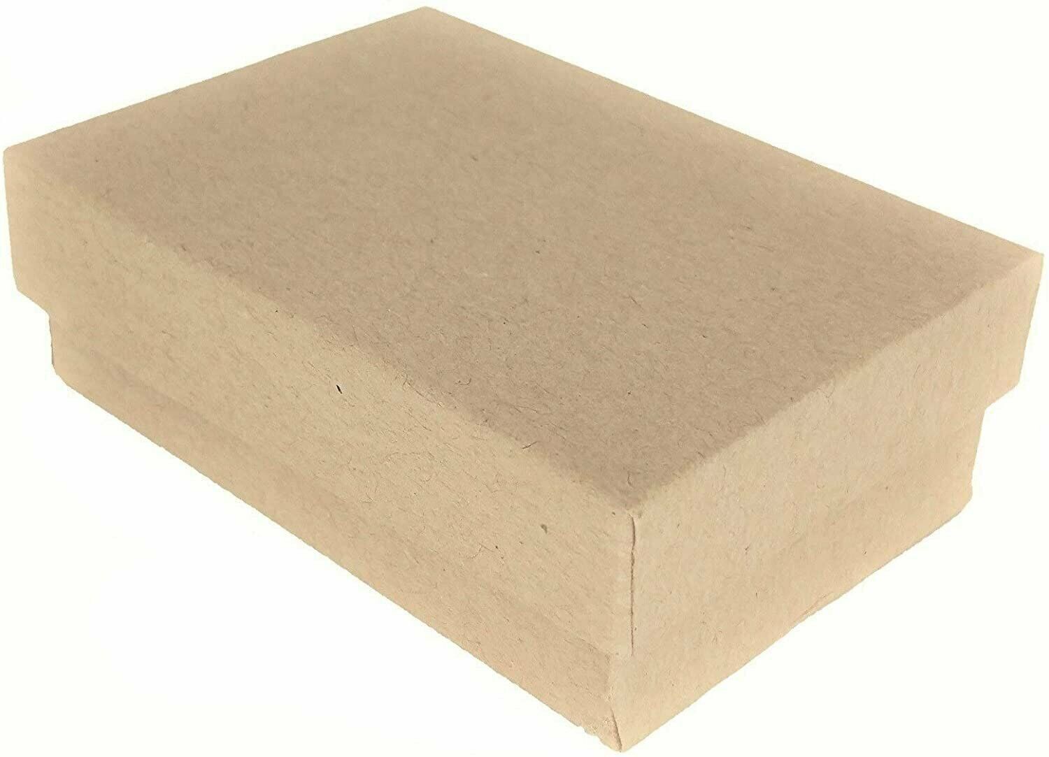 100 Boxes of Kraft Brown Cotton Filled Jewelry Packaging Gift Boxes