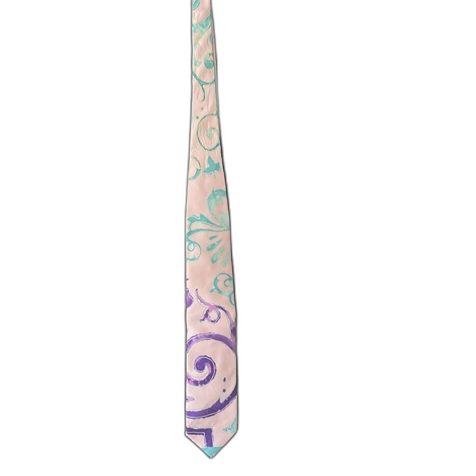 Versace Multicolor Teal and Purple  Abstract Silk Tie