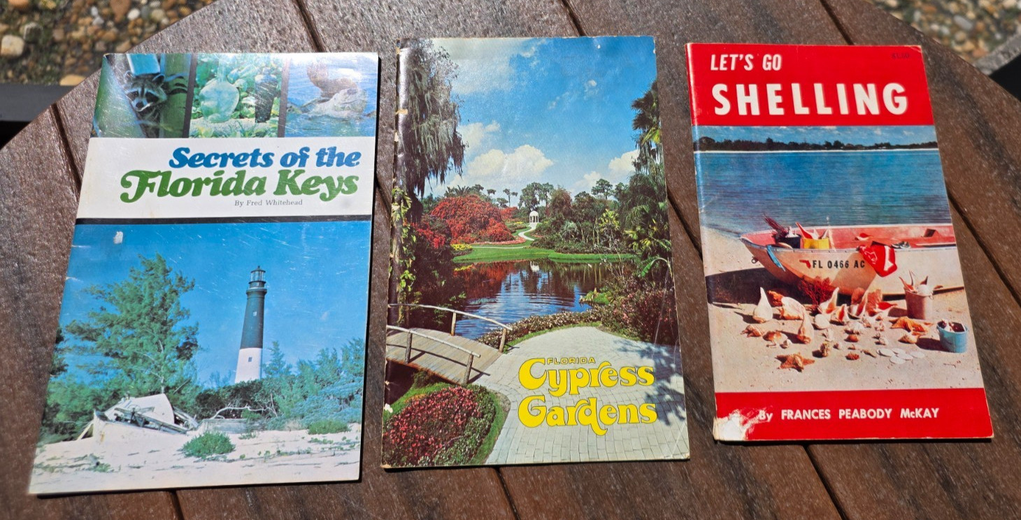 3 vintage Florida booklets Let's Go Shelling Frances McKay Cypress Gardens Keys