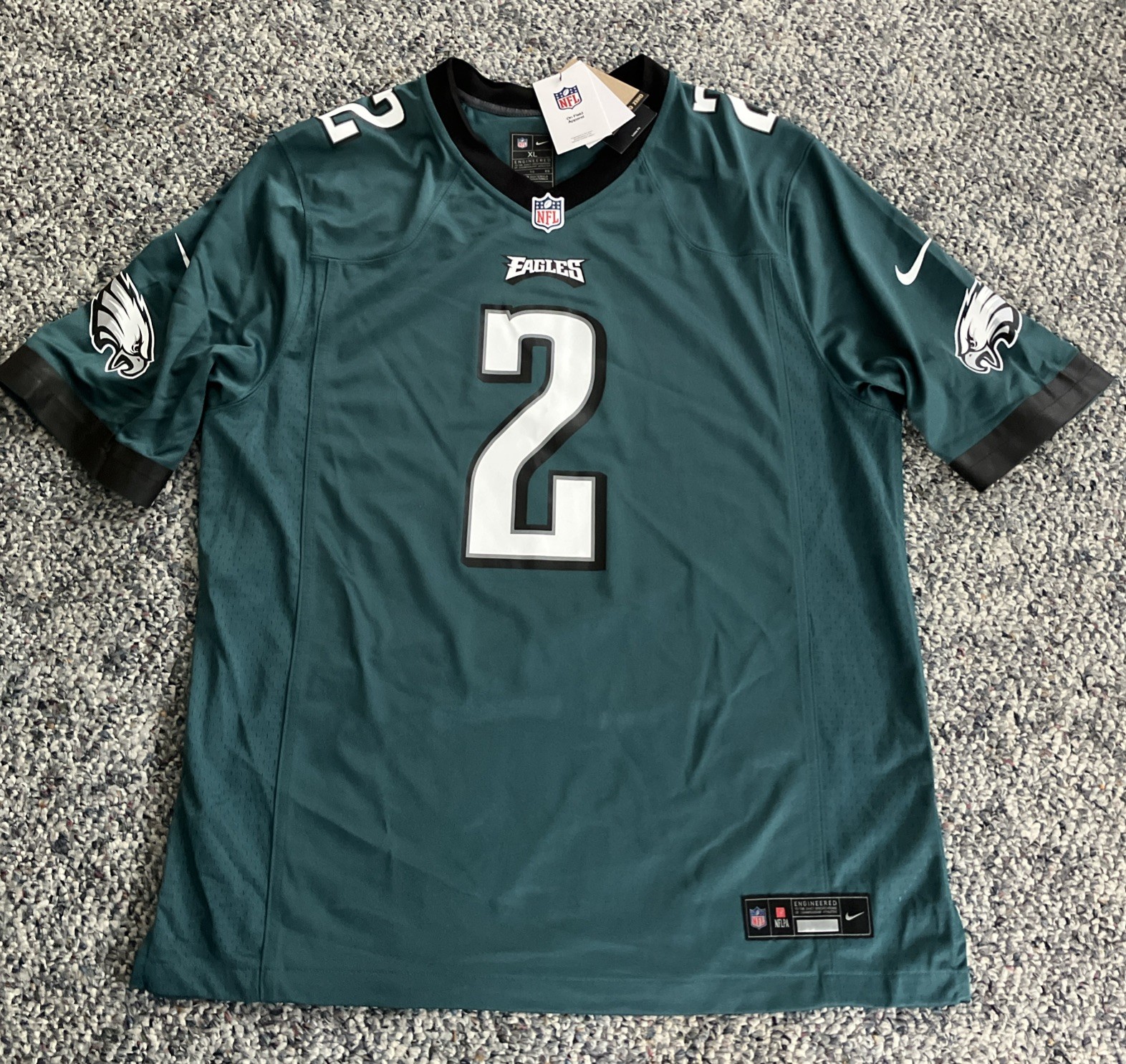 NWT RARE NFL NIKE Mens Philadelphia Eagles Hurts #2 Rookie On Field Jersey XL