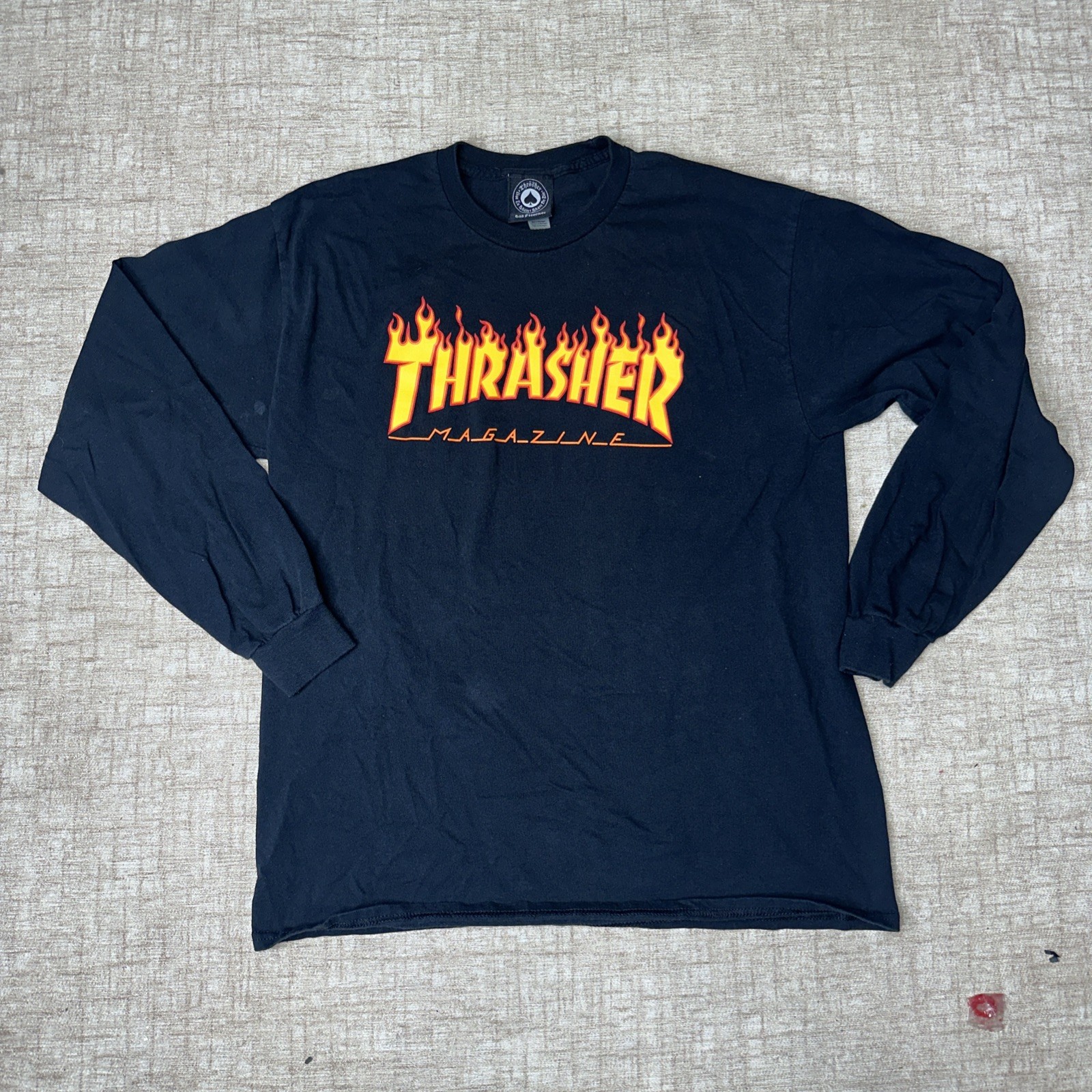 Thrasher Flame Logo Long Sleeve T Shirt Independent Trucks Faded Black Thrasher Flame Logo Long Sleeve T Shirt Independent Trucks Faded Black