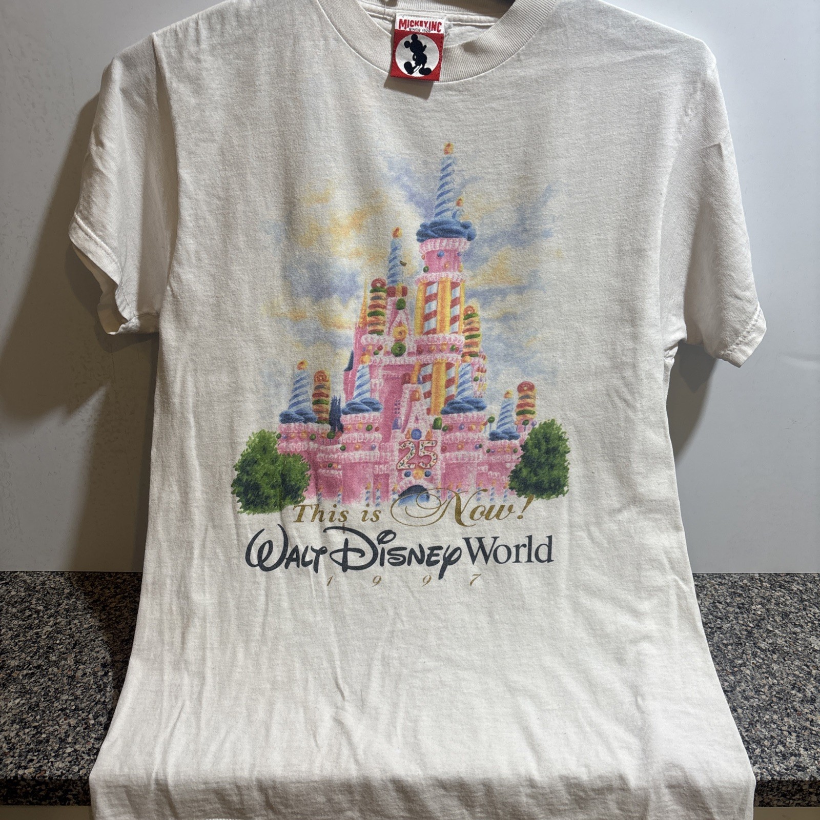 Vintage Walt Disney World T-Shirt 1997 25th Anniversary Cake Castle US size M