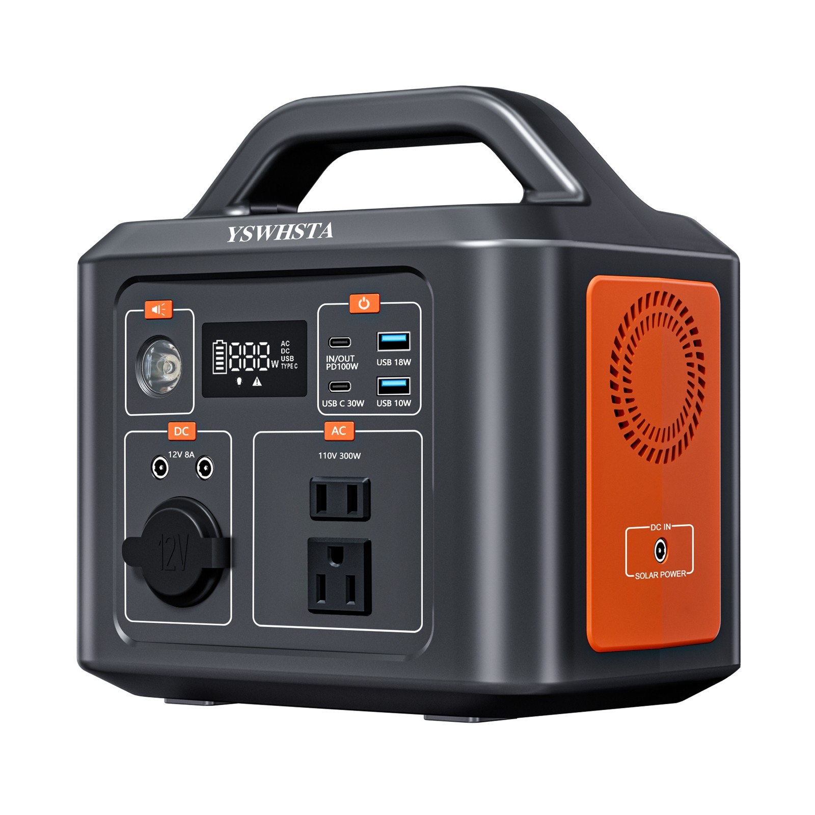300W Portable Power Station, 288Wh, 90,000mAh Solar Generator, 100W PD,New