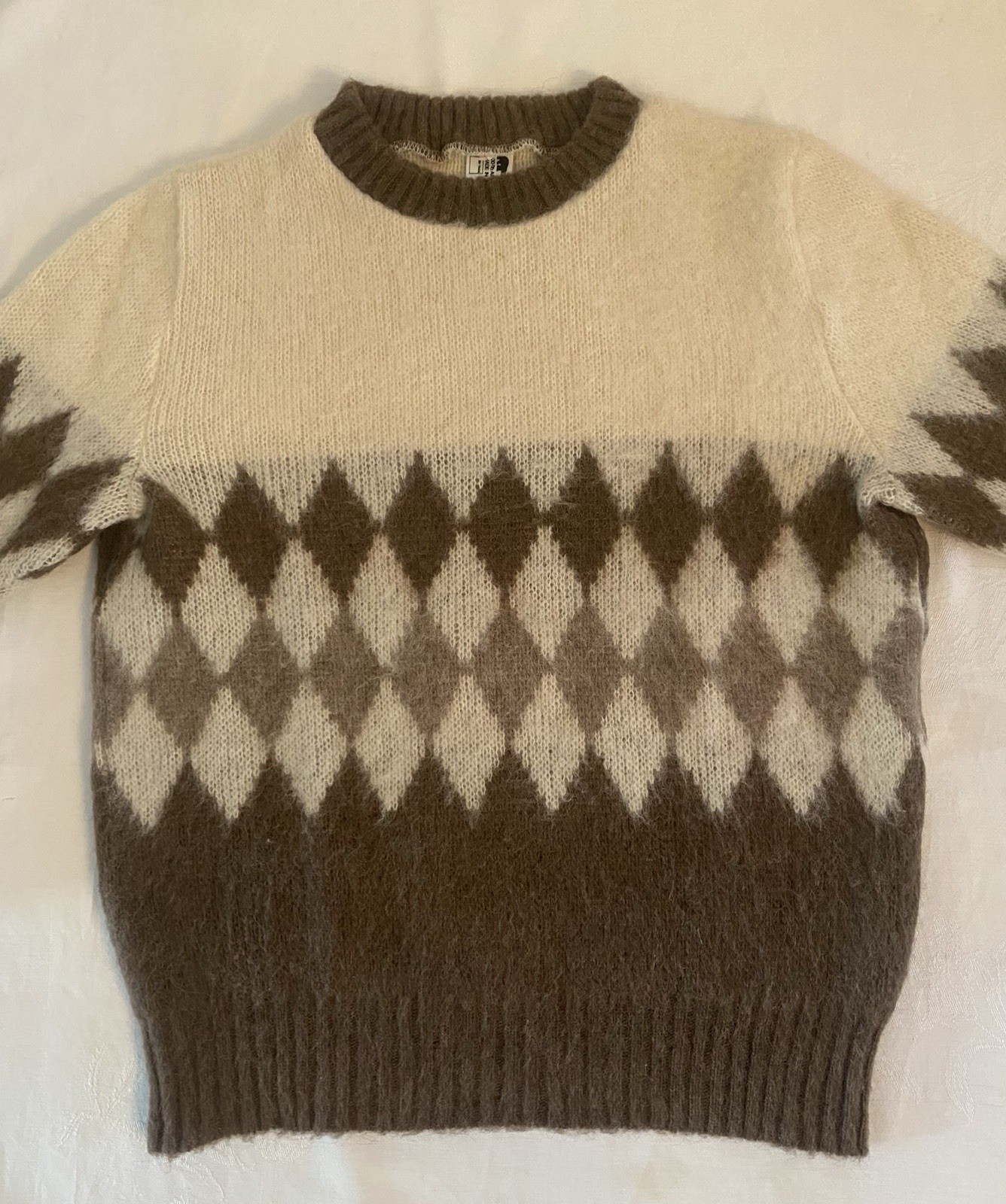 Vintage Icelandic Arctic Sheep Wool Argyle Pullover Sweater Mens L Polar Knit