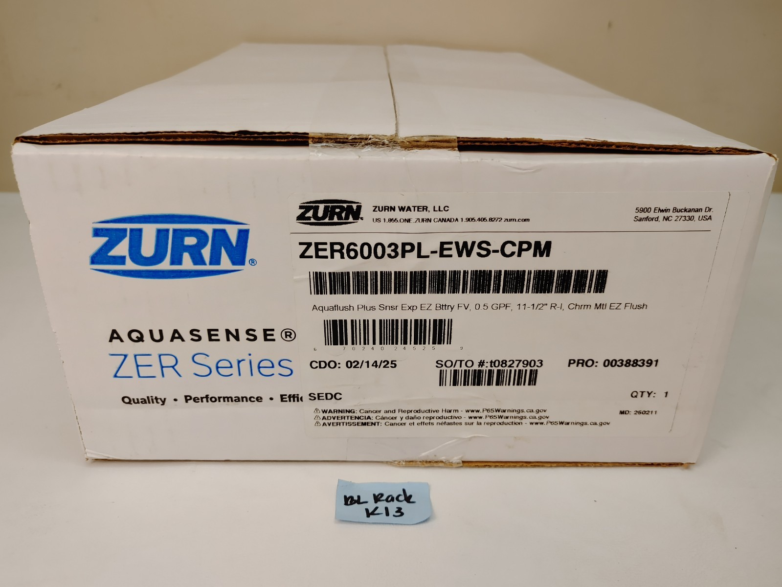 Zurn Zer Series Sensor Flush Valves- ZER6003PL-EWS-CPM NEW/SEALED
