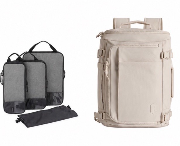 Bagsmart 38L Blast Backpack with 4-piece Compression Packing Cubes Cream