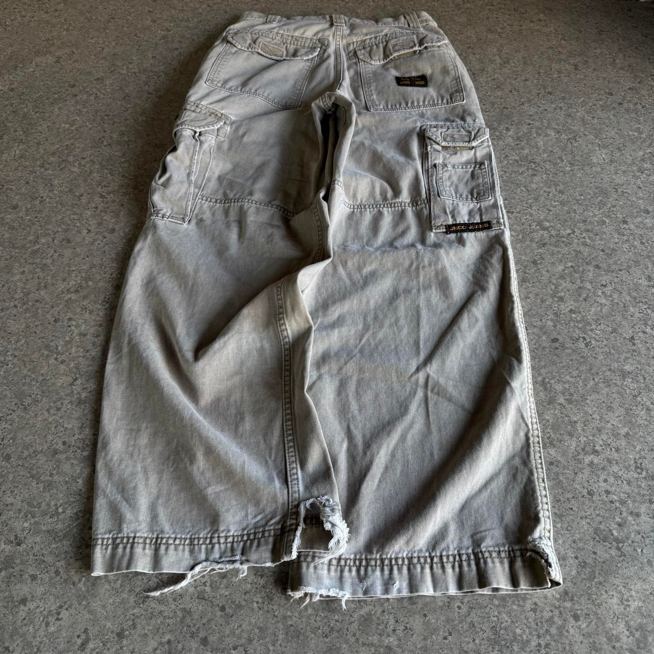 JNCO Flaming Crown Embroidered Baggy Khaki Cyber Grunge Jeans 29x30 M1371A