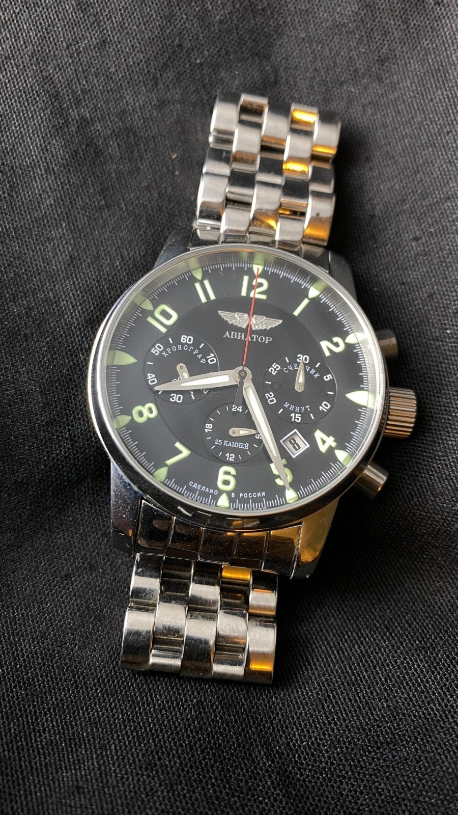 Poljot Aviator Chronograph Mens Wristwatch Manual wind 31681