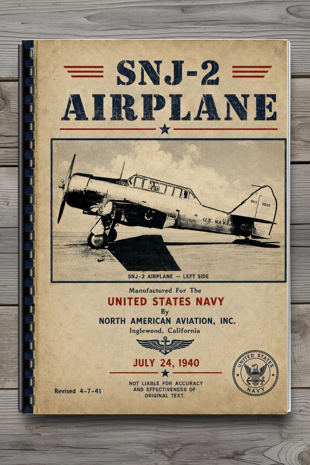 Vintage North American SNJ-2 Aircraft Flight Manual Pilot Handbook 1940 189 Pg